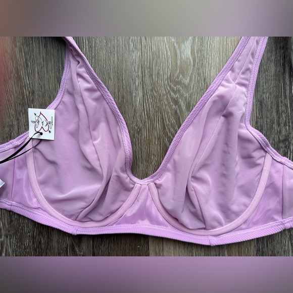 Peek & Beau Fuller Bust Underwire Ribbed Lilac Bikini Top 32G - Picture 4 of 4